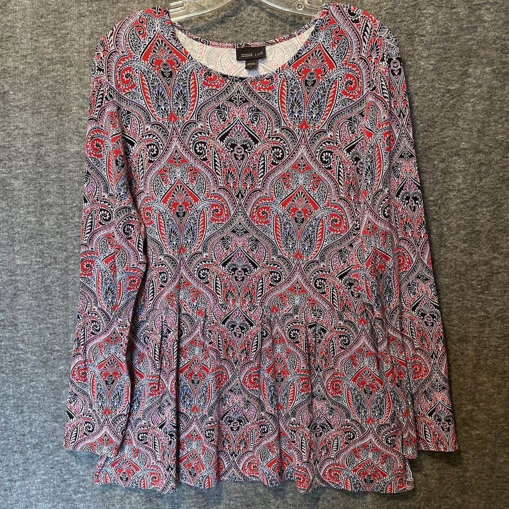 J. Jill Red, Blue & White Paisley Long-Sleeve Tunic